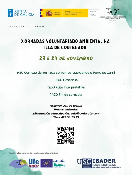 2024/11/13: Jornadas de voluntariado ambiental en la isla de Cortegada