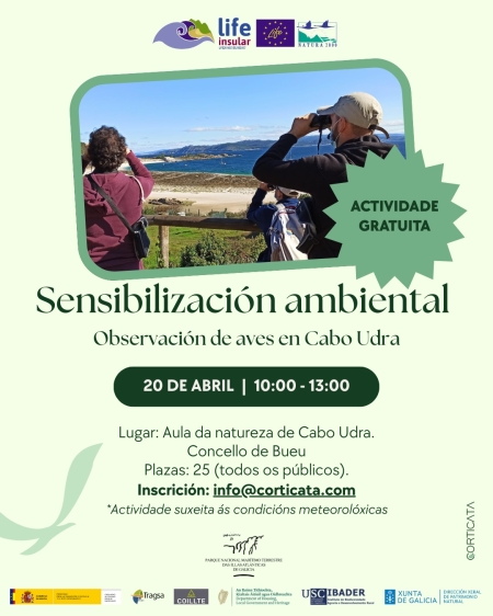 2025/04/20: Xornada de sensibilización ambiental de observación de aves no Cabo Udra (Galicia)